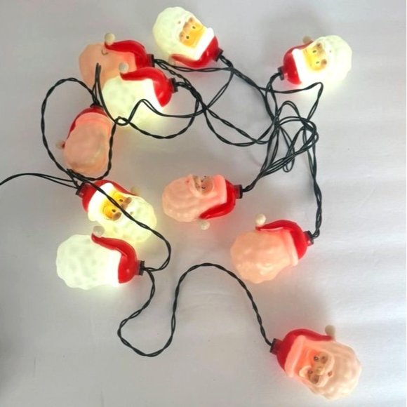 Gemmy Blow Mold Christmas Santa String Light Set Battery Operated Set of 10 - Picture 4 of 11